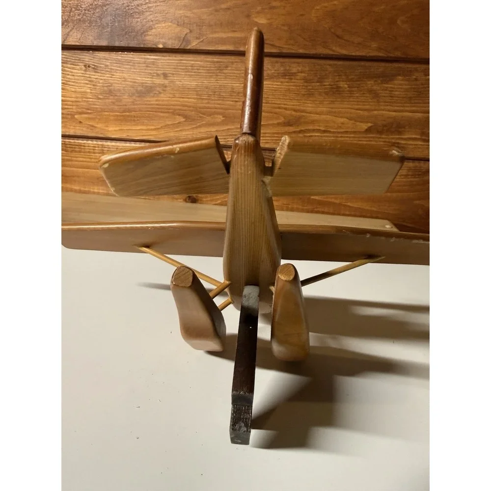 Vintage MCM Carved Wood Airplane Seaplane Model | Parts/Repair/Replacement Only